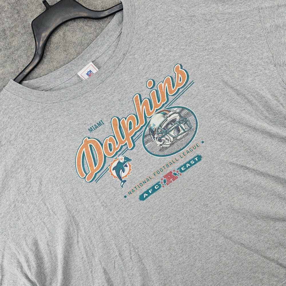 NFL Miami Dolphins T-Shirt Mens Gray Short Sleeve Graphic Tee AFC East Football